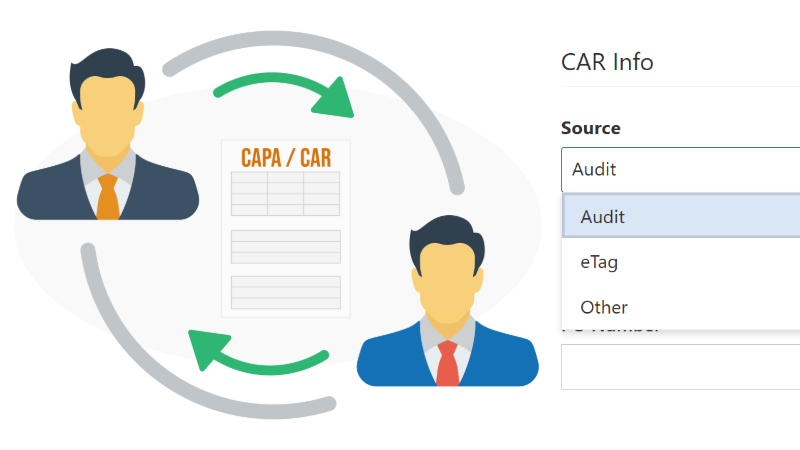 Icon and software screenshot of integrated CAR management with integrated data sources